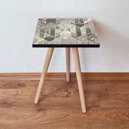 Hanah Home Mesa Auxiliar Shp134 Gris, Beige y Blanco